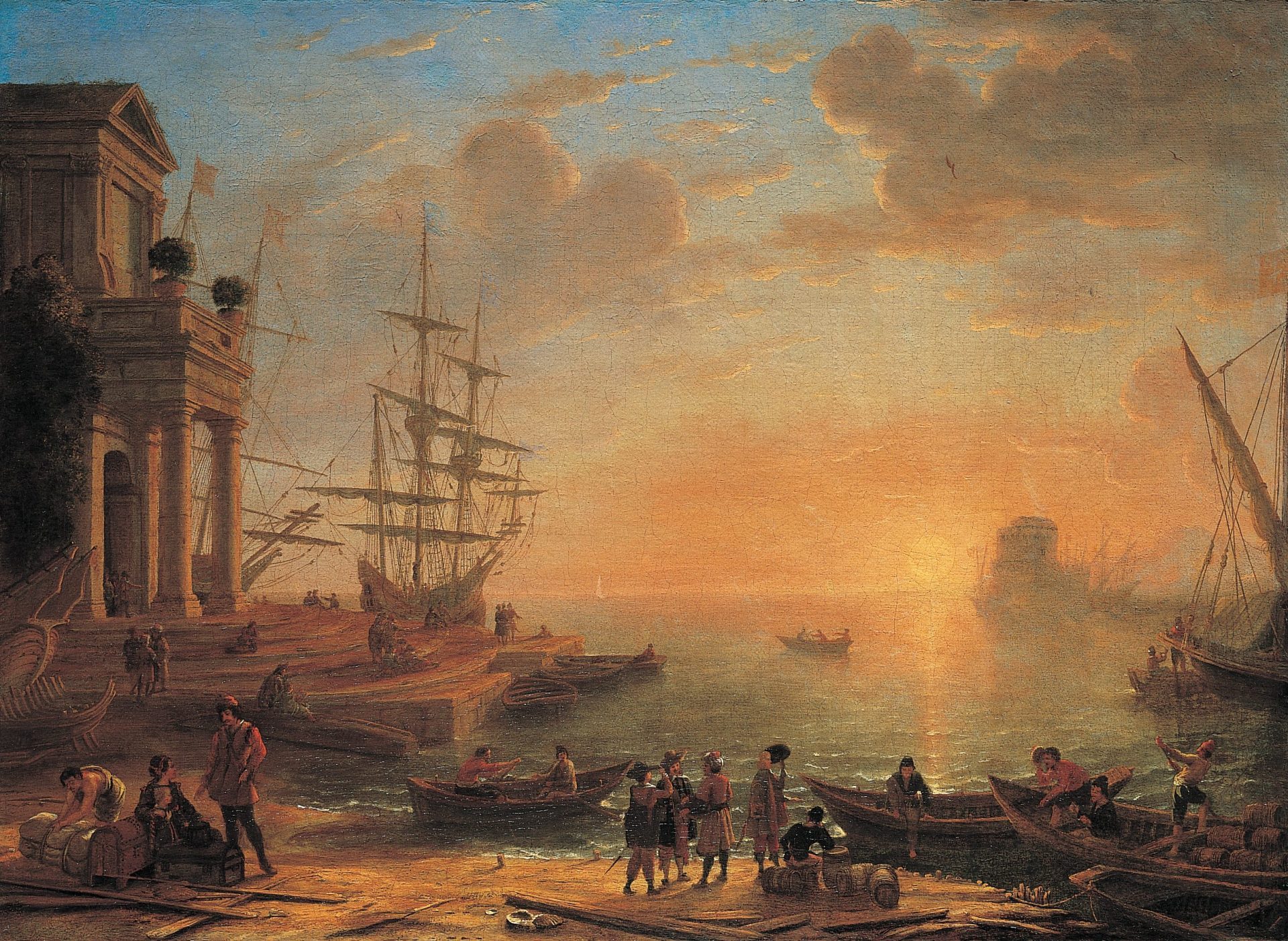 A Capriccio of an Italiante Harbour at Sunset | Nicholas Hall