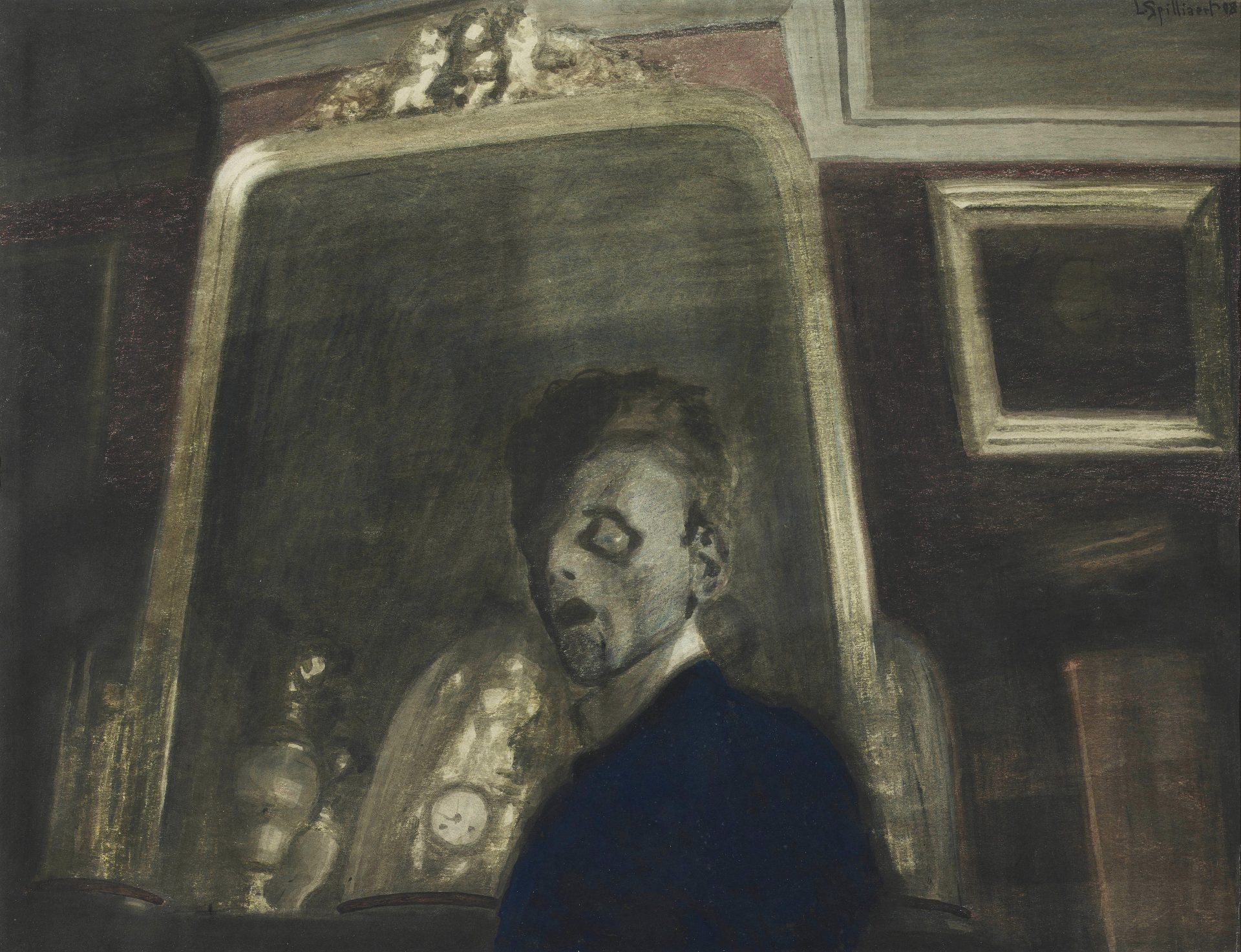 self portrait in front of a mirror